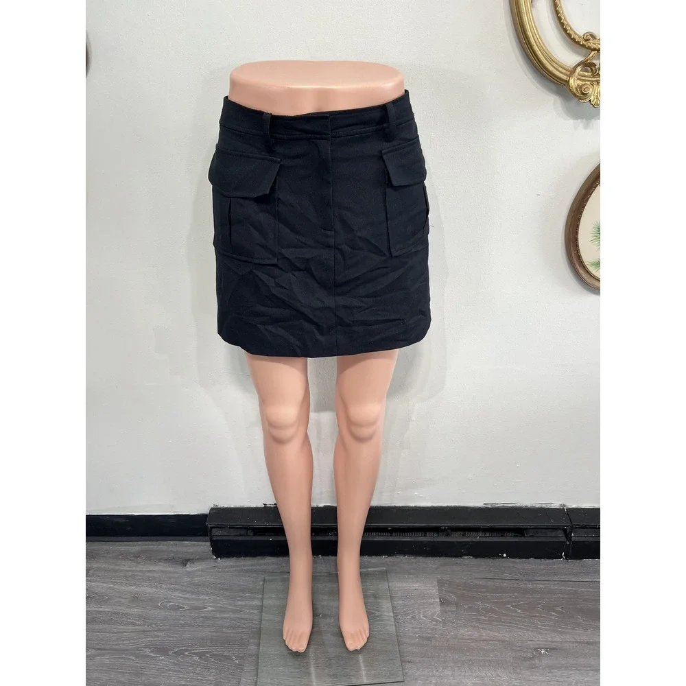 Theory Black Utility Cargo Mini Skirt Size 8